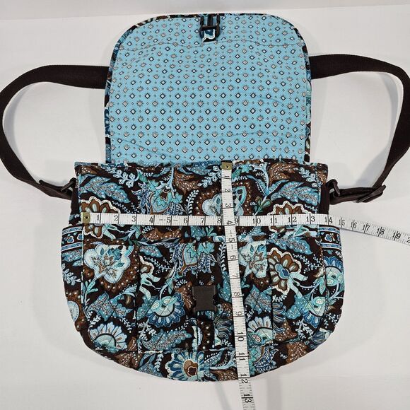 Vera Bradley Java Blue Brown Paisley Print Quilted Flap Messenger Bag - Picture 7 of 7